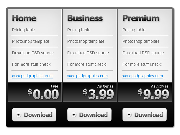 free pricing-table free psd