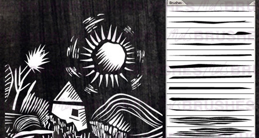 Lino Cut brushes Fee Illustrator