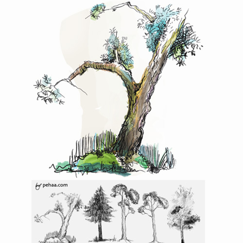 10 Doodled tree brushes