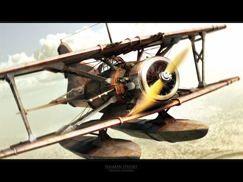 3d illustration chasing_airplane_by_Togman_Studio