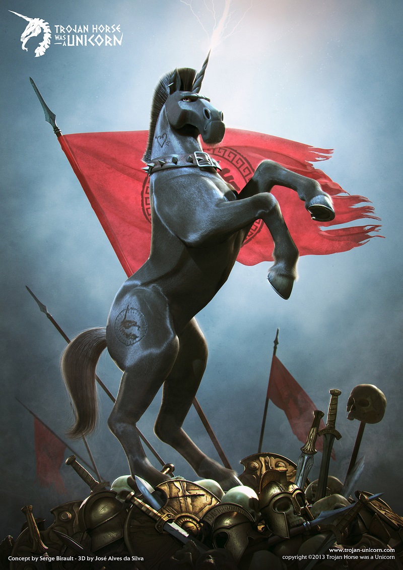 trojan_horse 3d illustration_was_a_unicorn_by_josealvessilva-d681h51
