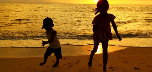 kids in sunset
