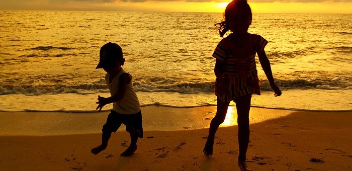 kids in sunset