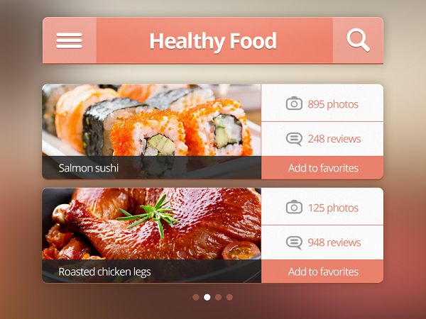 iPhone food app Ui Kit free