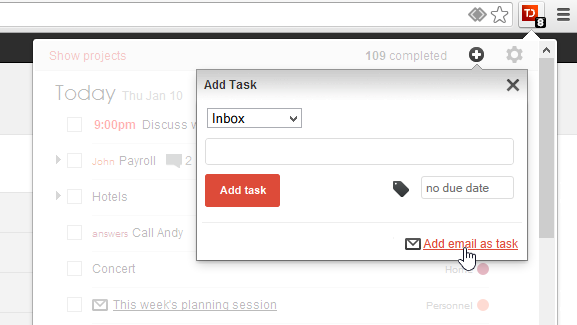 todoist add on for gmail